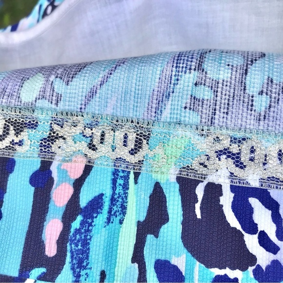 LILLY PULITZER Mila Blue Pink White Swirl Design Cotton Sheath Dress Size 00 - Picture 12 of 16